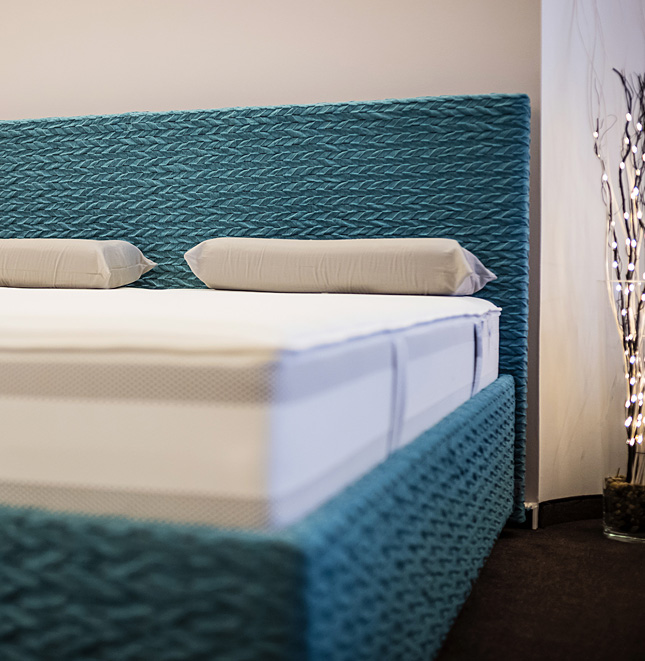 Bettgestell Someo Stoff blau