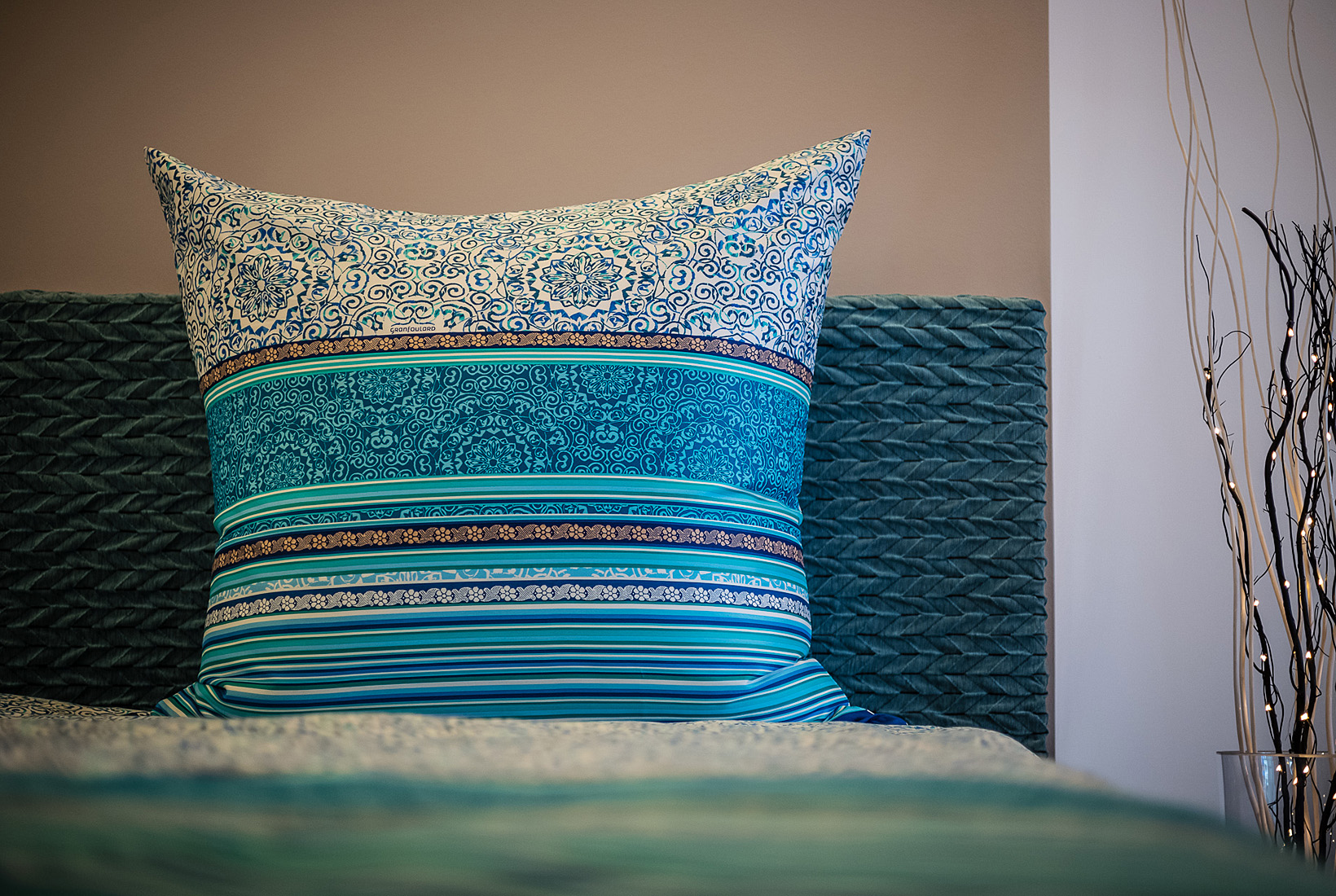 Bettwäsche blau gemustert